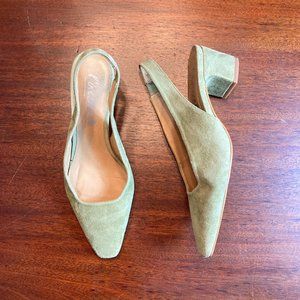 L'intervalle Vereda Sage Green Suede Sling-back Pumps - Sz 8